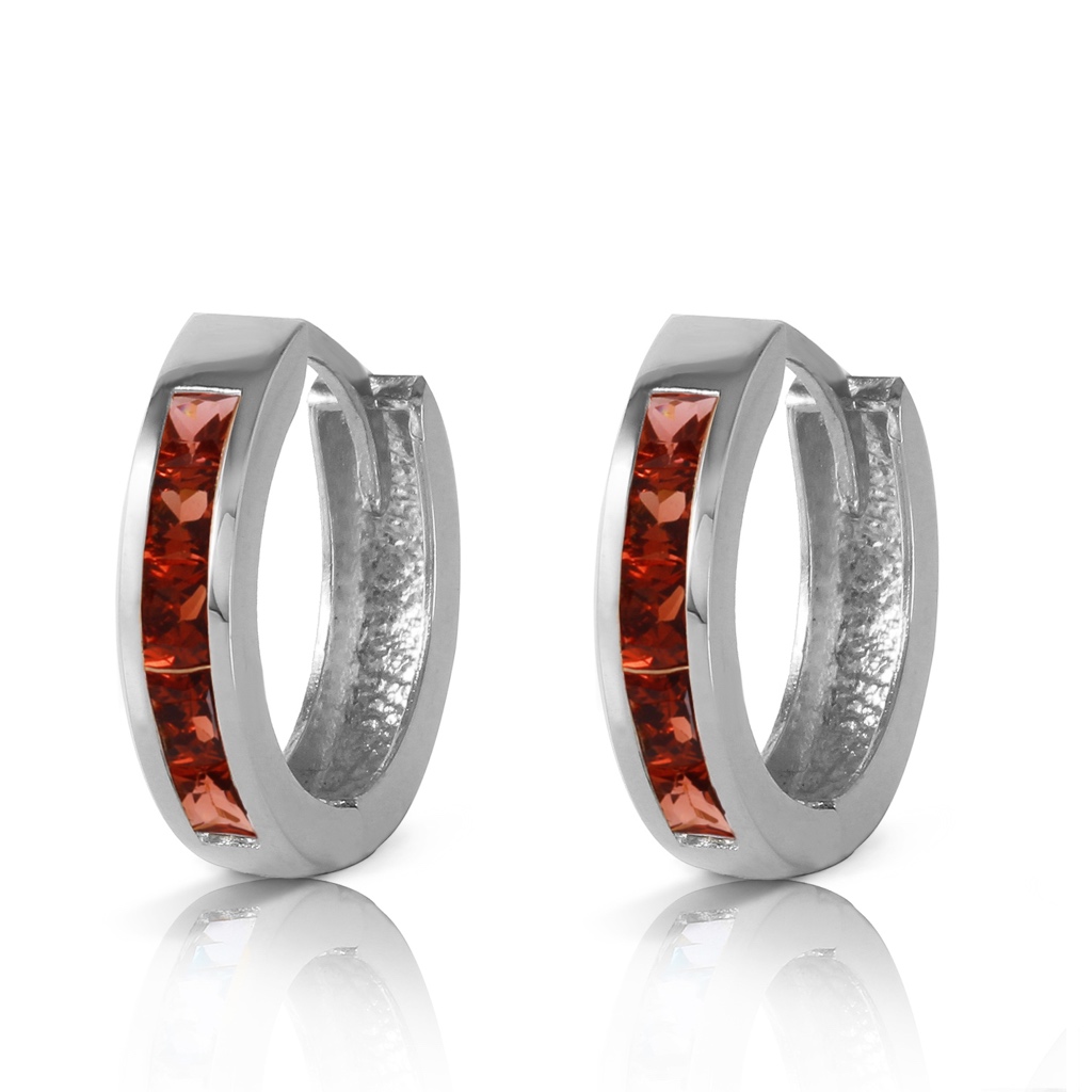 14k Solid Gold Hoop Huggie Earring With Garnets 350$